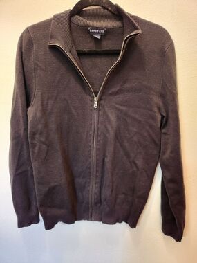 Lands' End Men's Full-Zip Black Sweater Size Small